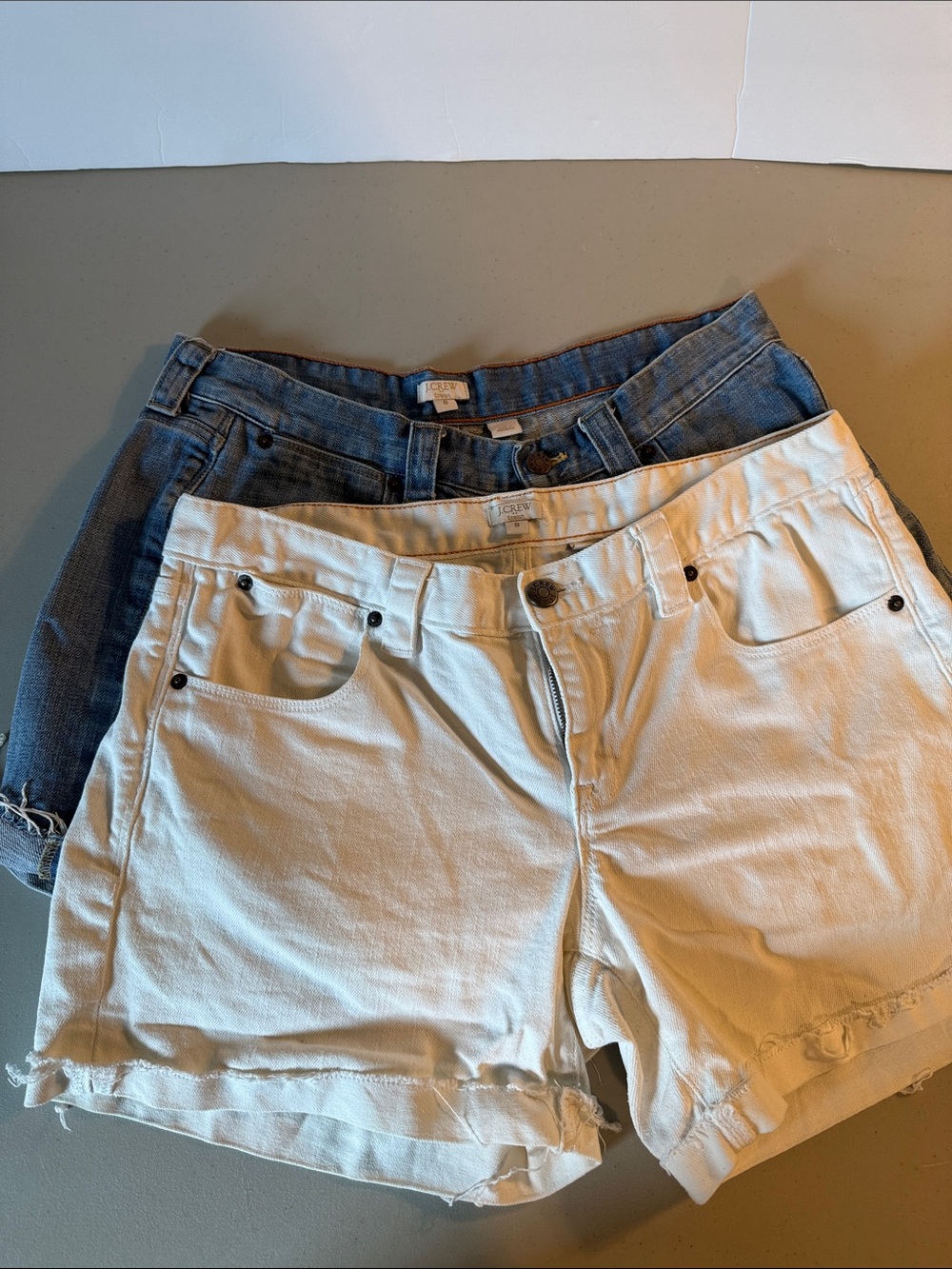 J. Crew White and Denim Cutoff Shorts Size 8 (Bundle of 2!)